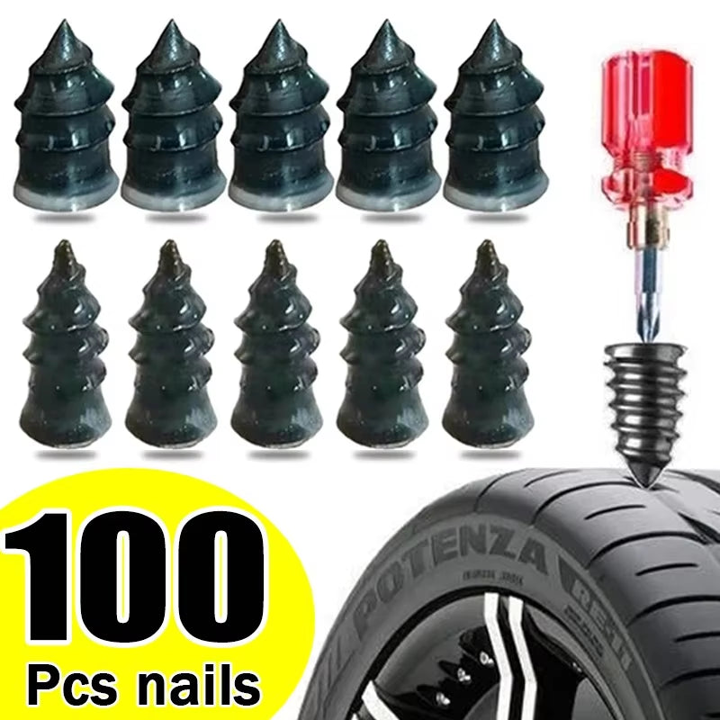 Tire Puncture Repair Nails for Car Motorcycle Scooter Bike Vacuum Tyre Repairing Rubber Metal Nail Set Car Tire Accessories