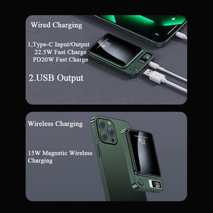 100000Mah Power Bank Magnetic Wireless 22.5W Ultra Capacity Super Fast Charging Magnetic Power Bank for Iphone15 Samsung Xiaomi