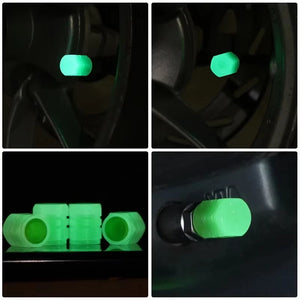 8PCS Luminous Valve Motorcycle Bicycle Bike Car Wheel Tyre Hub Cap Fluorescent Night Glowingluminous Valve Stem Caps Decor